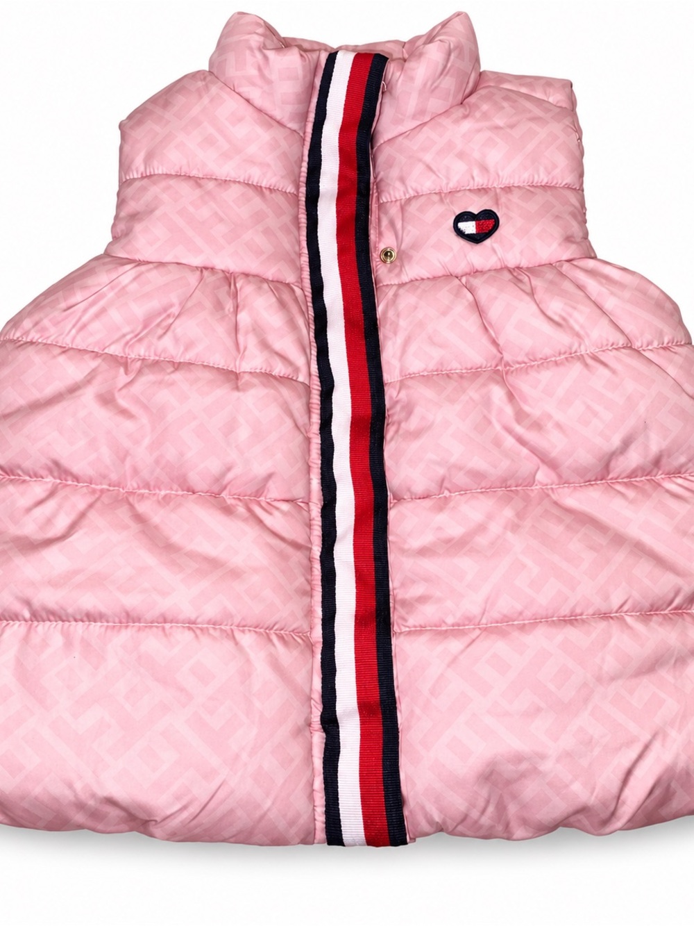 Tommy Hilfiger Pink Quilted Girls' Puffer Vest with Signature Stripe